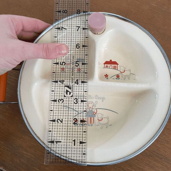 Vintage Little Bo Peep Baby Warming Dish with Chromium Handles, 1940s - Picture 12 of 12